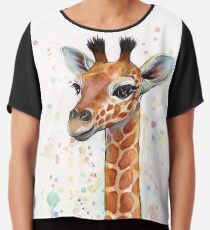 Baby-Giraffe-Aquarell-Malerei, Kinderzimmer-Kunst Chiffontop