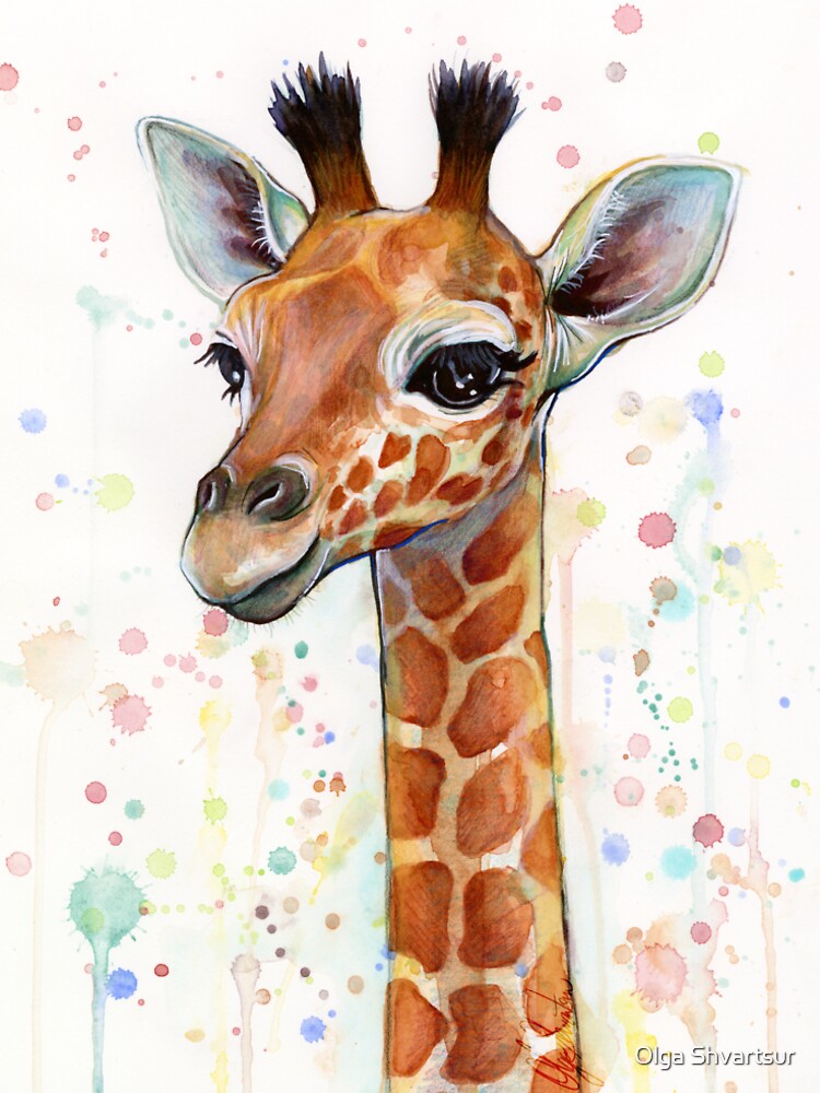Baby Giraffe Watercolor Painting, Nursery Art by olga-shvartsur