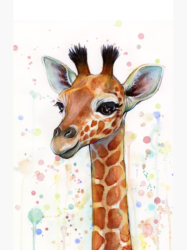 Baby Giraffe Watercolor Painting, Nursery Art by olga-shvartsur