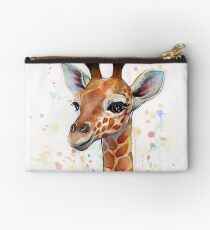 Baby Giraffe Watercolor Painting, Nursery Art Studio Pouch