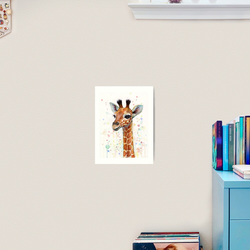 "Baby Giraffe Watercolor Painting, Nursery Art" Art Print for Sale by