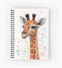Baby Giraffe Watercolor Painting, Nursery Art Spiral Notebook