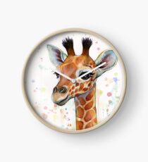 Baby-Giraffe-Aquarell-Malerei, Kinderzimmer-Kunst Uhr