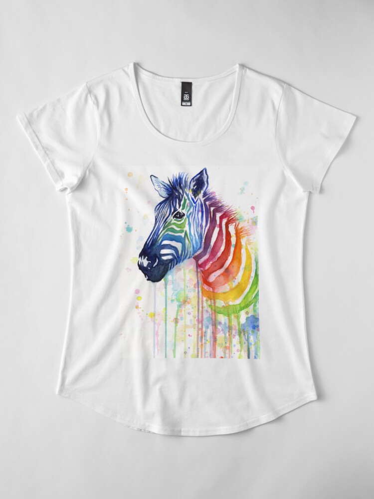 "Rainbow Zebra Watercolor Animal Painting" T-shirt by olga-shvartsur