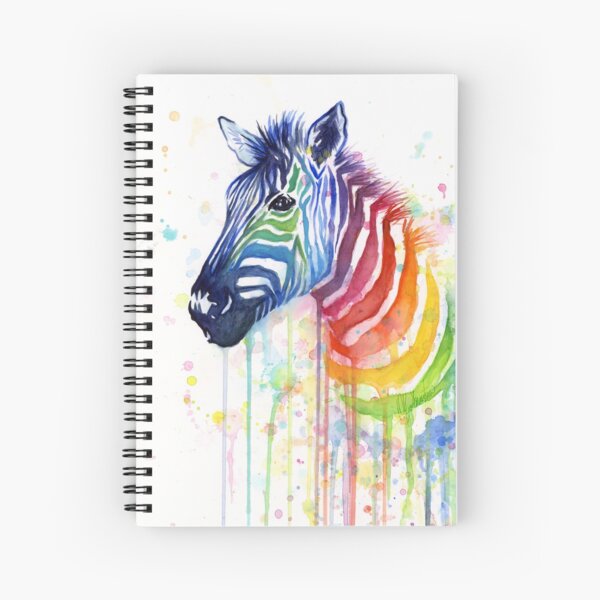 Regenbogen Zebra Aquarell Tiermalerei Spiralblock