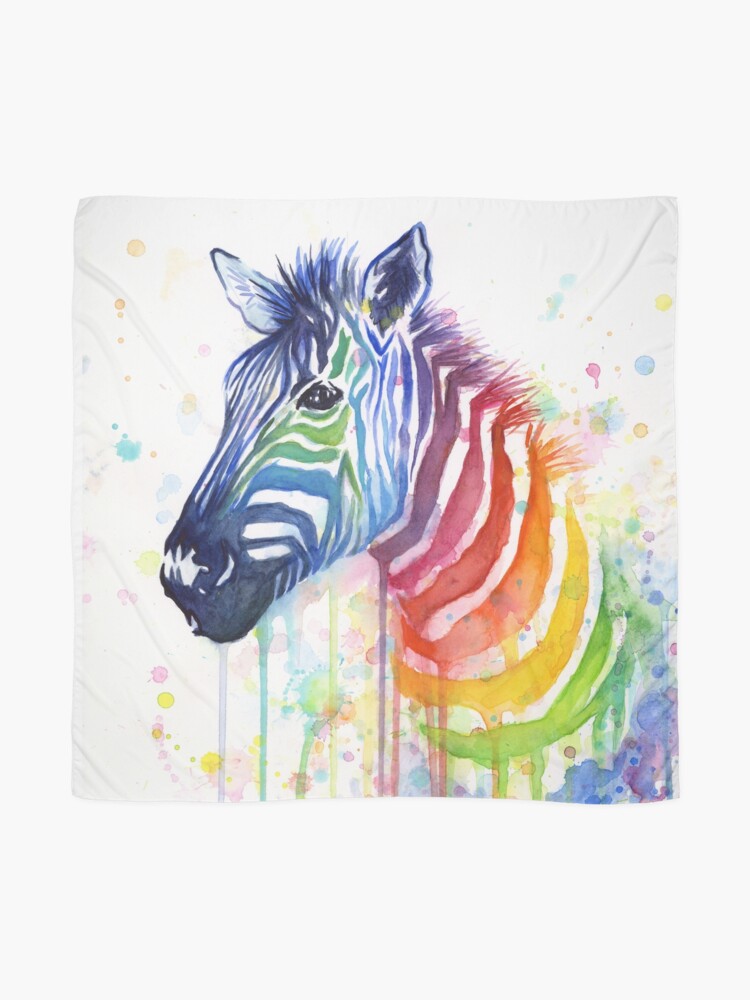 Zebra Watercolor Rainbow Animal Painting Ode to Fruit Stripes Art Print by  Olechka