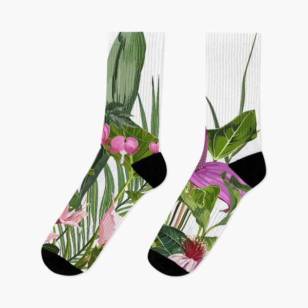Item preview, Pink tropical flower and palm leaves illustration. designed and sold by MatyKotiv.