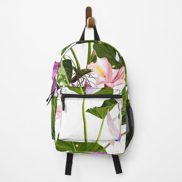 Item preview, Pink tropical flower seamless pattern, buds and leaves on white background. designed and sold by MatyKotiv.