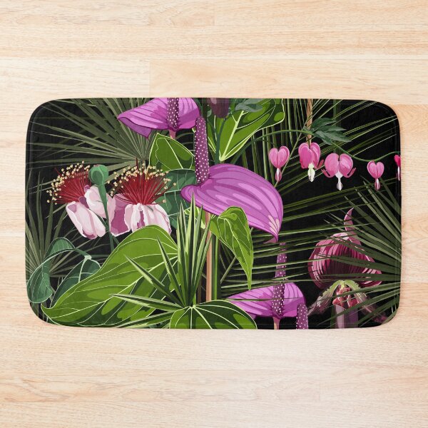 Item preview, Anthurium and rhododendron flowers, palm leaves illustration. designed and sold by MatyKotiv.