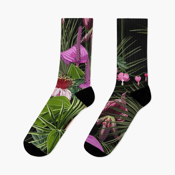 Item preview, Anthurium and rhododendron flowers, palm leaves illustration. designed and sold by MatyKotiv.