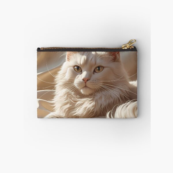 Item preview, Serene White Cat Portrait Digital Art Creamy Tones designed and sold by ART ATTACK ZONE.