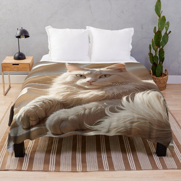 Item preview, Serene White Cat Portrait Digital Art Creamy Tones designed and sold by ART ATTACK ZONE.