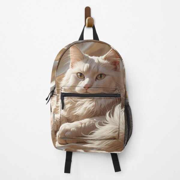Item preview, Serene White Cat Portrait Digital Art Creamy Tones designed and sold by ART ATTACK ZONE.