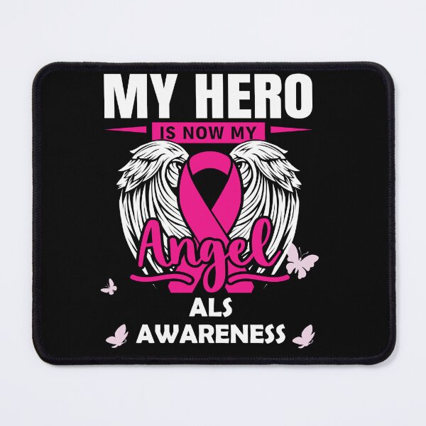 Item preview, Als Awareness My Hero Is Now My Angel PINK Ribbon Remembrance Gift For Family Warrior Memory designed and sold by Papinour.