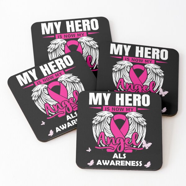 Item preview, Als Awareness My Hero Is Now My Angel PINK Ribbon Remembrance Gift For Family Warrior Memory designed and sold by Papinour.