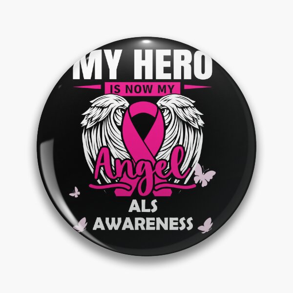 Item preview, Als Awareness My Hero Is Now My Angel PINK Ribbon Remembrance Gift For Family Warrior Memory designed and sold by Papinour.