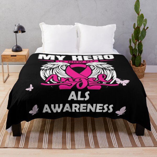 Item preview, Als Awareness My Hero Is Now My Angel PINK Ribbon Remembrance Gift For Family Warrior Memory designed and sold by Papinour.