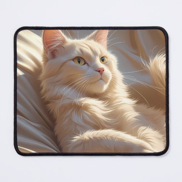 Item preview, White Cat Portrait Digital Art Creamy Tones designed and sold by ART ATTACK ZONE.
