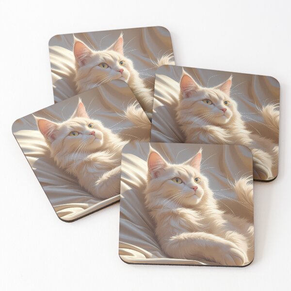 Item preview,  White Cat Portrait Digital Art Creamy Tones designed and sold by ART ATTACK ZONE.