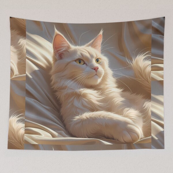 Item preview,  White Cat Portrait Digital Art Creamy Tones designed and sold by ART ATTACK ZONE.