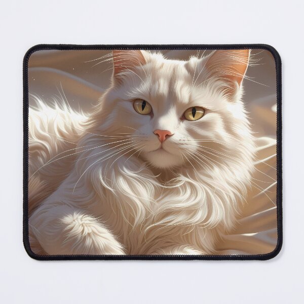Item preview, Illustration White Cat Portrait Digital Art Creamy Tones designed and sold by ART ATTACK ZONE.