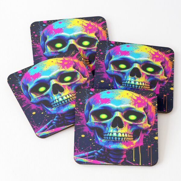 Item preview, Vivid Neon Skull Artwork with Splatter Effects designed and sold by 0Mystica0.