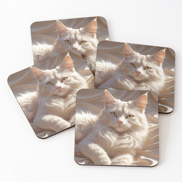 Item preview, Illustration White Cat Portrait Digital Art Creamy Tones designed and sold by ART ATTACK ZONE.