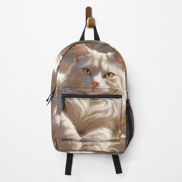 Item preview, Illustration White Cat Portrait Digital Art Creamy Tones designed and sold by ART ATTACK ZONE.