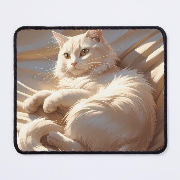 Item preview, Chill White Cat Portrait Digital Art Creamy Tones designed and sold by ART ATTACK ZONE.