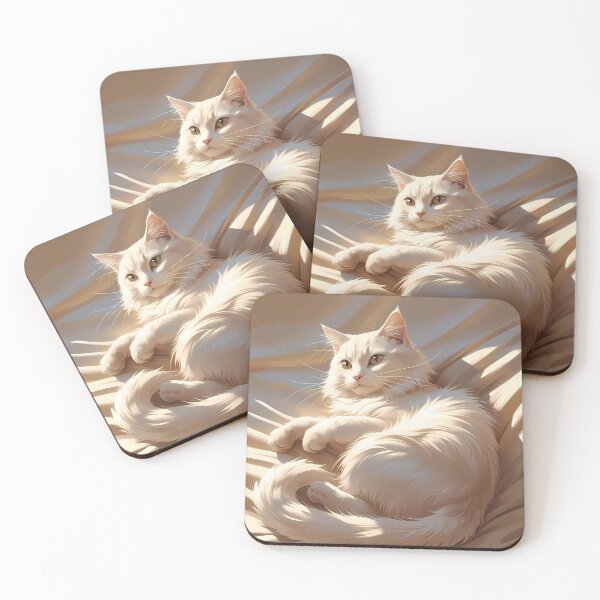 Item preview, Chill White Cat Portrait Digital Art Creamy Tones designed and sold by ART ATTACK ZONE.
