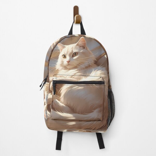 Item preview, Chill White Cat Portrait Digital Art Creamy Tones designed and sold by ART ATTACK ZONE.