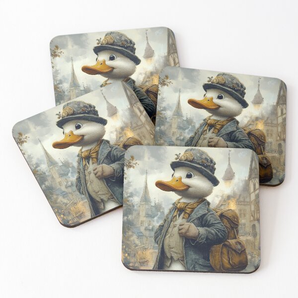 Item preview, Charming duck traveler in whimsical fantasy attire designed and sold by Artessie.