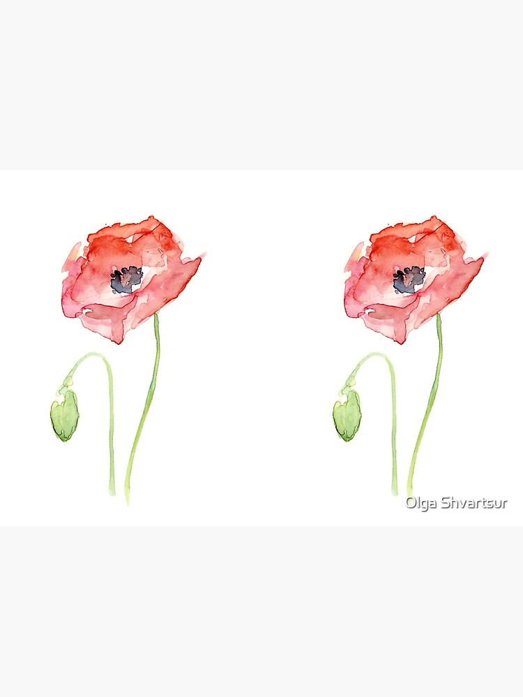 Red Poppy Flower Watercolor Wrapping Paper by Olechka