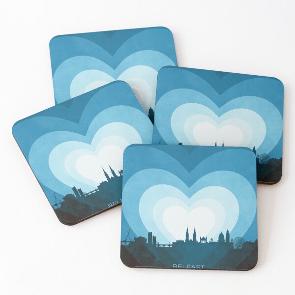 Item preview, Belfast Northern Ireland Skyline Hearts Blue designed and sold by ArtPrints.