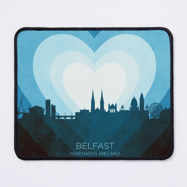 Item preview, Belfast Northern Ireland Skyline Hearts Blue designed and sold by ArtPrints.