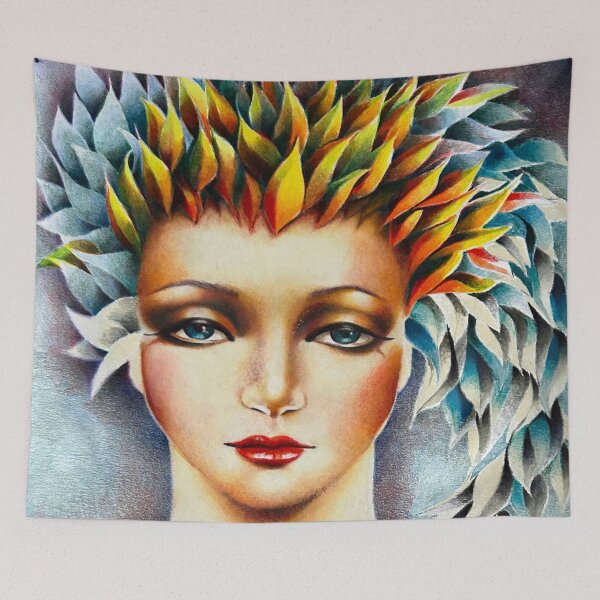 Item preview, 'Windswept". Hand drawn coloured pencil mental health art. designed and sold by Shoot-The-Moon.