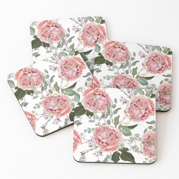 Item preview, Floral pattern with pink roses flowers and herbs. designed and sold by MatyKotiv.