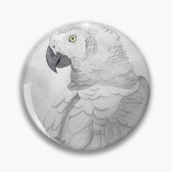 Item preview, African grey parrot watercolor portrait designed and sold by L'Atelier Oranjade.