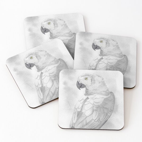 Item preview, African grey parrot watercolor portrait designed and sold by L'Atelier Oranjade.