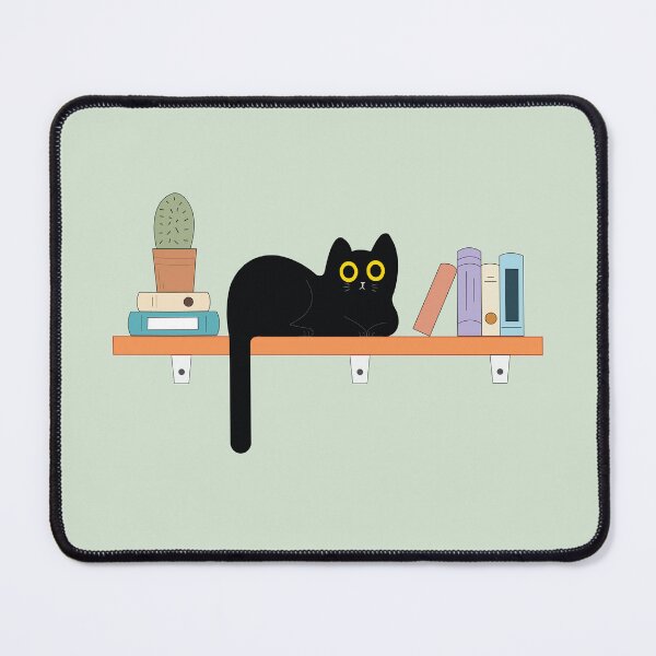Item preview, Black Cat on Bookshelf – Bookish Reader & Library Lover designed and sold by The High Hippo.