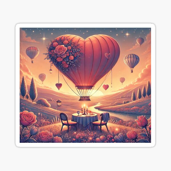 Item preview, Romantic Valentine's Day Hot Air Balloon Design designed and sold by Zeeshankhan1345.