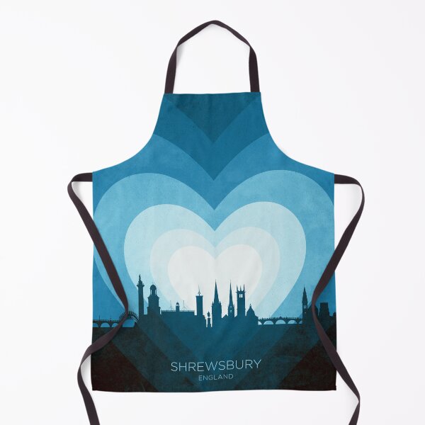Item preview, Shrewsbury England Skyline Hearts Blue designed and sold by ArtPrints.