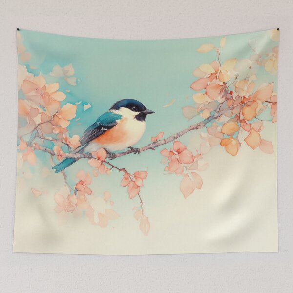 Item preview, Black-Capped Chickadee in a Peach Blossom Dream designed and sold by AshiraCreations.
