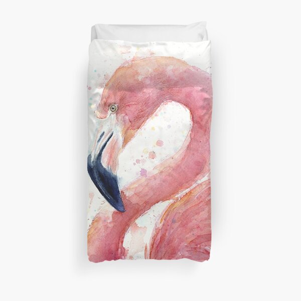 Flamingo Watercolor Duvet Cover