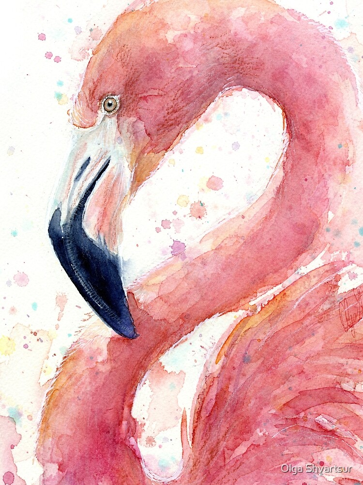 Flamingo Watercolor by olga-shvartsur