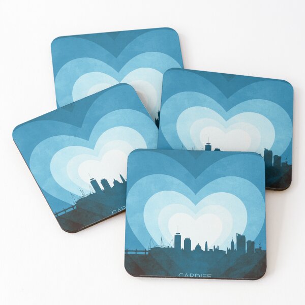 Item preview, Cardiff Wales Skyline Hearts Blue designed and sold by ArtPrints.