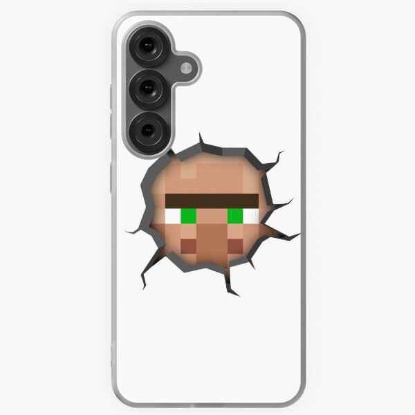 Item preview, Villager Minecraft Head Pixel Art Cracked Wall designed and sold by Kubala Designs.