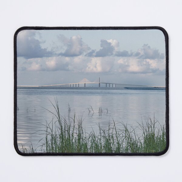 Item preview, The Sunshine Skyway Bridge Tampa Bay Pinellas County Florida is framed by tall grasses in the foreground designed and sold by EyezWatchin.