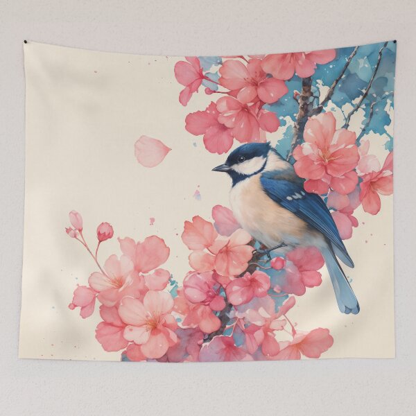 Item preview, Black-Capped Chickadee and Harmony of Cherry Blossoms designed and sold by AshiraCreations.