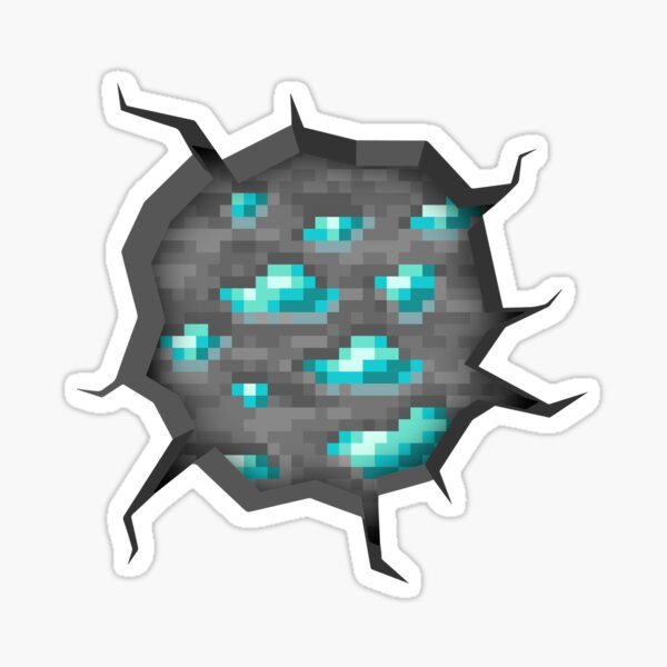 Aperçu de l'œuvre Pixel Art de bloc de minerai de diamant Minecraft Mur fissuré créée et vendue par Kubala Designs.
